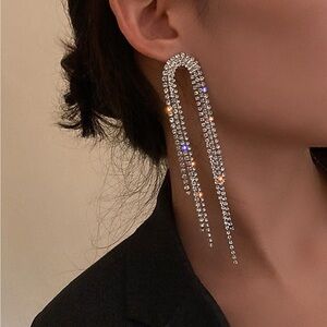 Rhinestone Waterfall Earrings NWOT